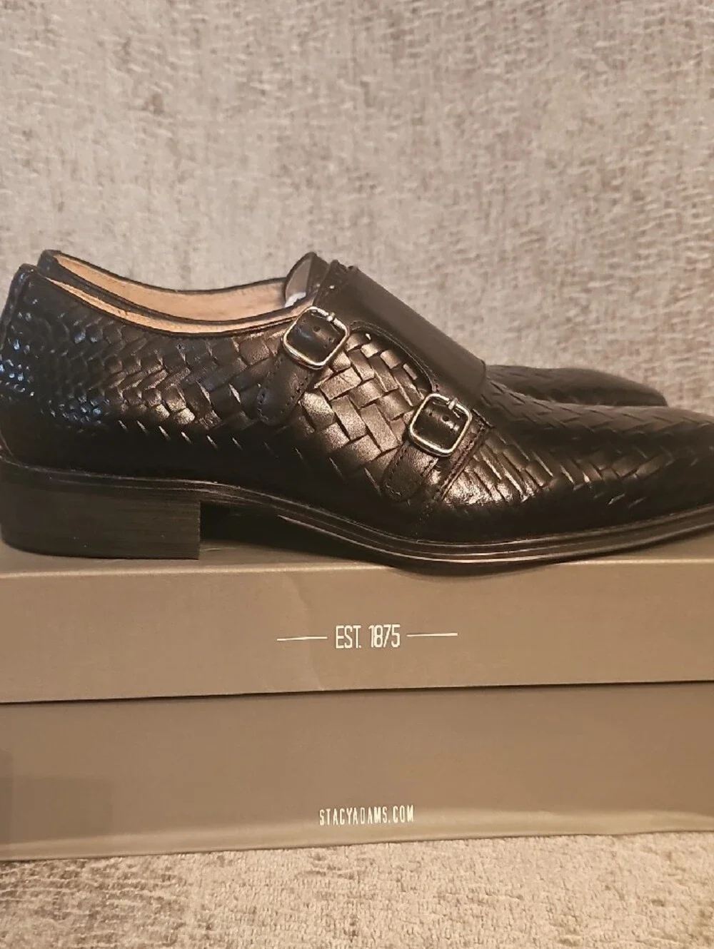 Stacy Adams Torrance Black Woven Double Monk Strap Oxfords